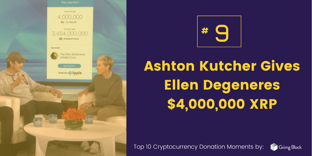 Ashton Kutcher Gives Ellen Degeneres | The Giving Block