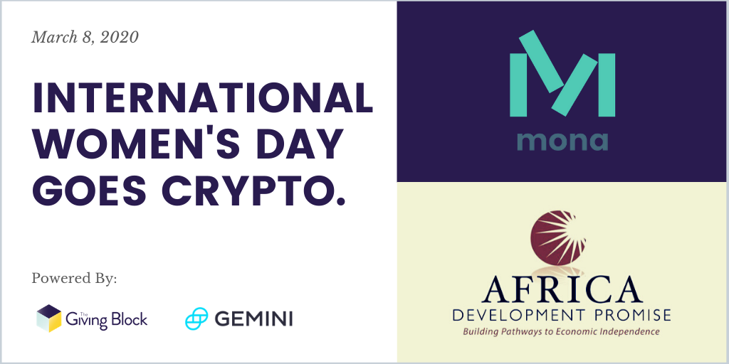 International Women’s Day: Donate Cryptocurrency to Africa Development Promise & Mona Foundation