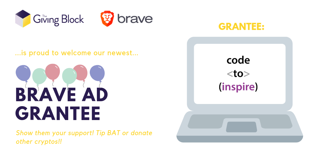 The Giving Block and Brave Expand Ad Grants Program with Code To Inspire