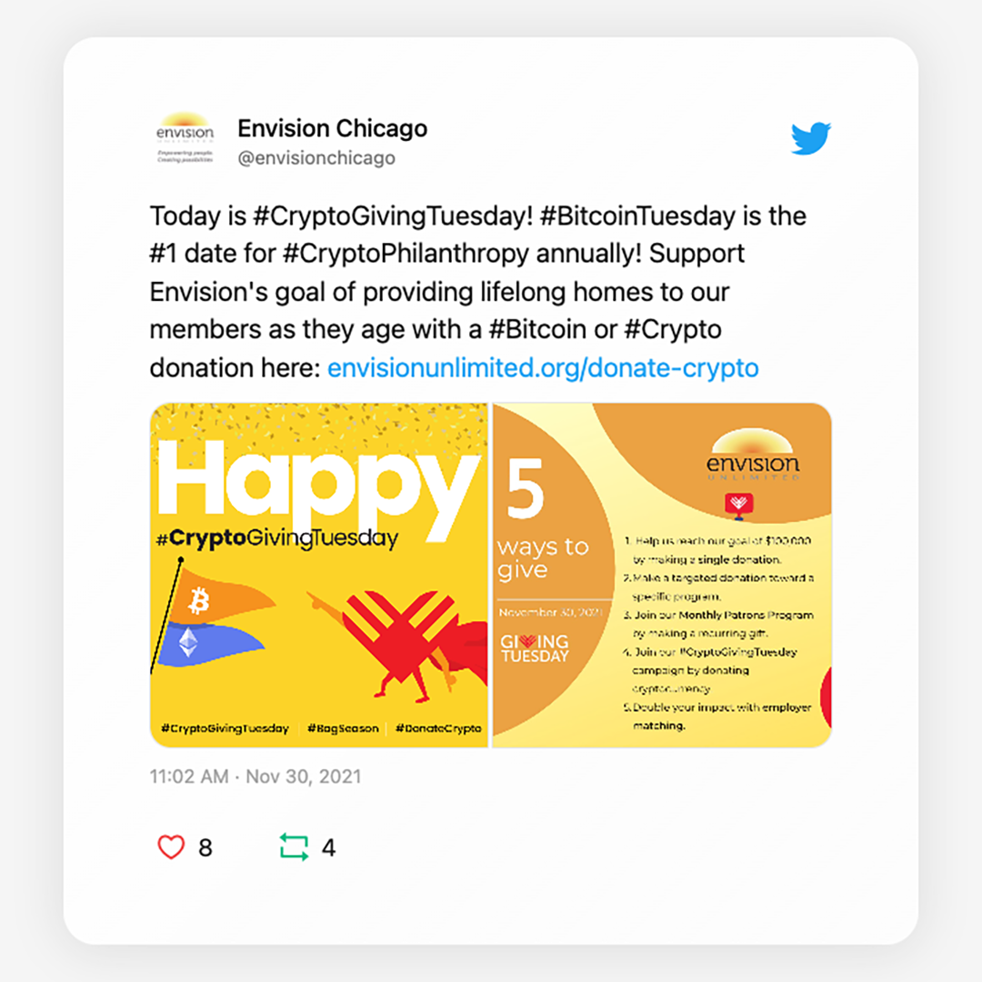Envision Chicago - Examples of Year-End Crypto Donation Appeals | The Giving Block
