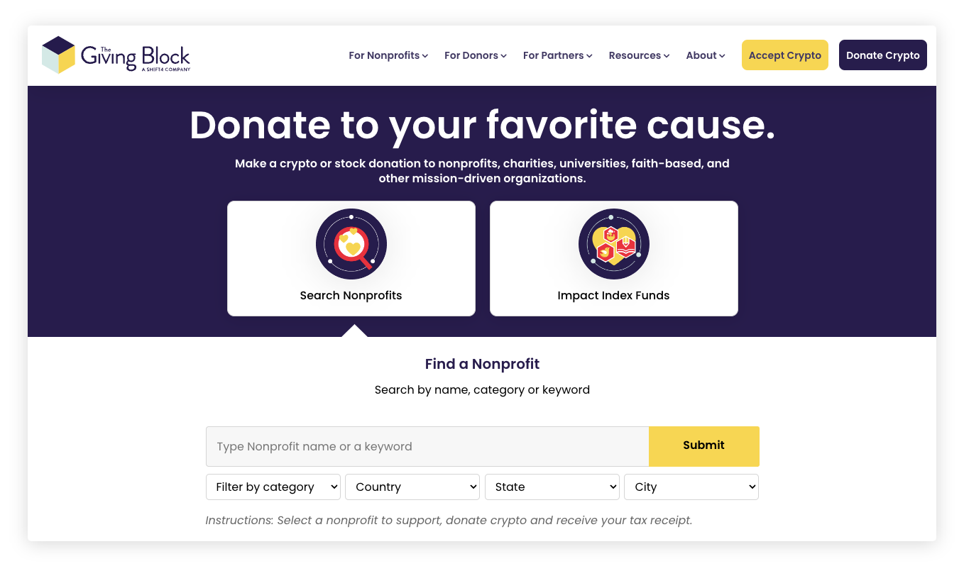 donating crypto to charity