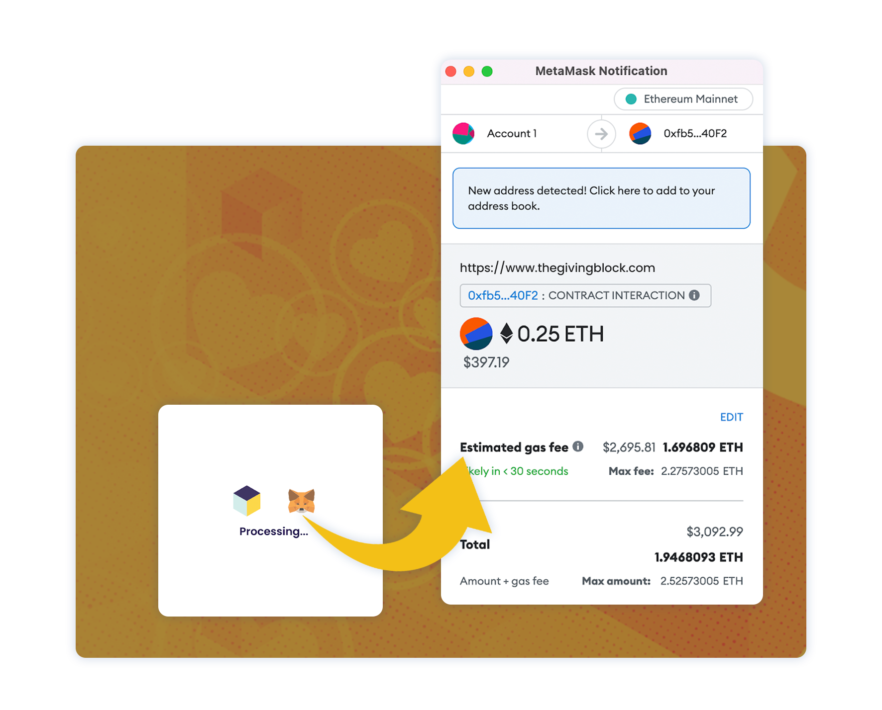 Step 5 - MetaMask Integration - Connect Wallet | The Giving Block