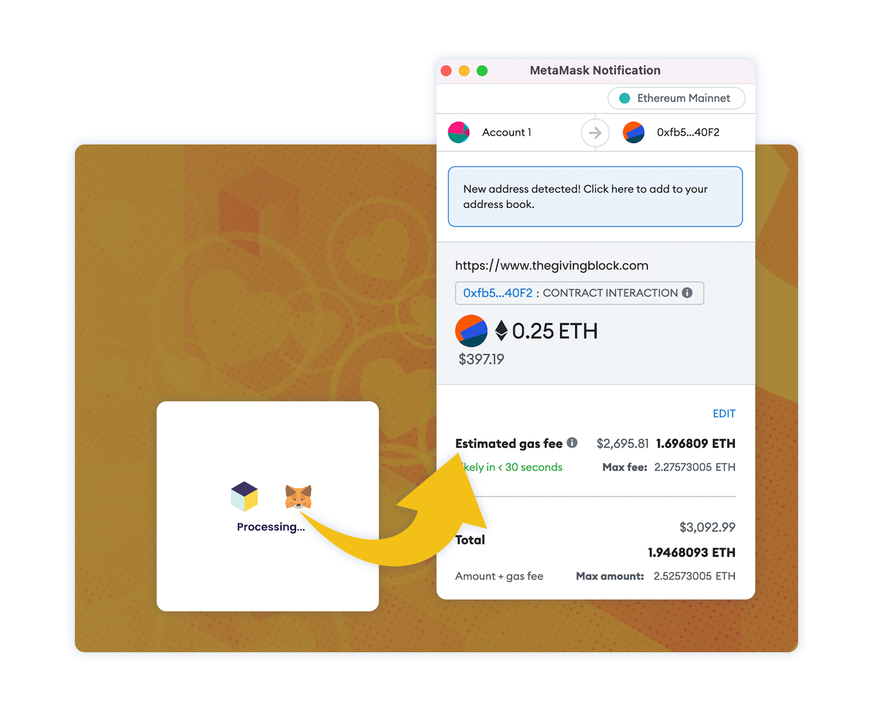 Step 5 - MetaMask Integration - Connect Wallet | The Giving Block