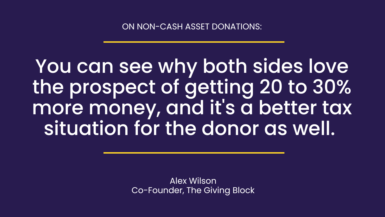 NON CASH ASSET QUOTE ALEX | The Giving Block