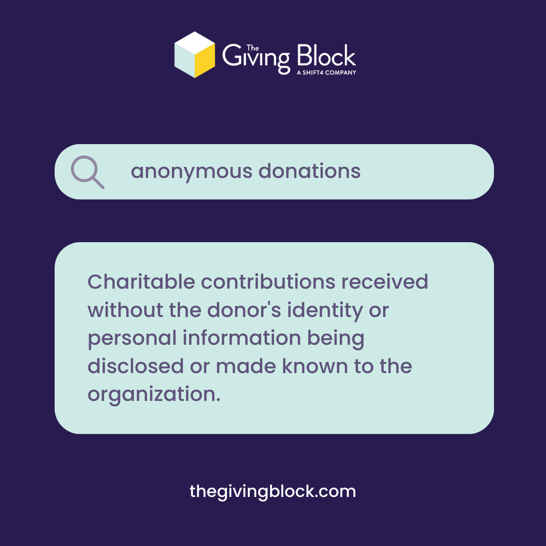 Anon donations | The Giving Block