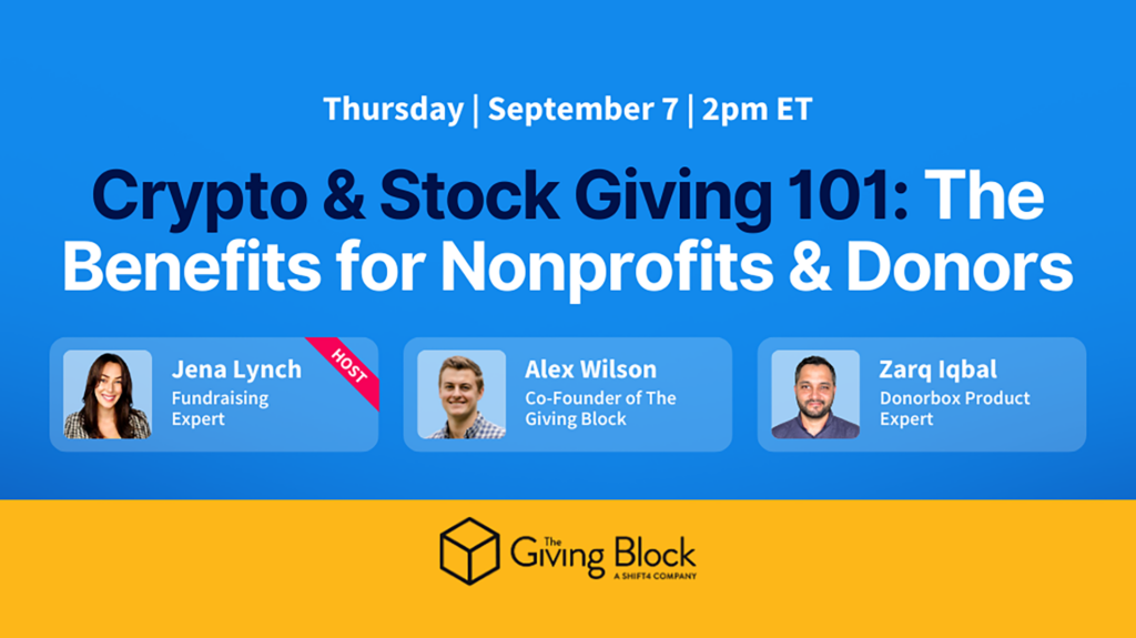 Crypto & Stock Giving 101 The Benefits for Nonprofits & Donors - EVENT | The Giving Block