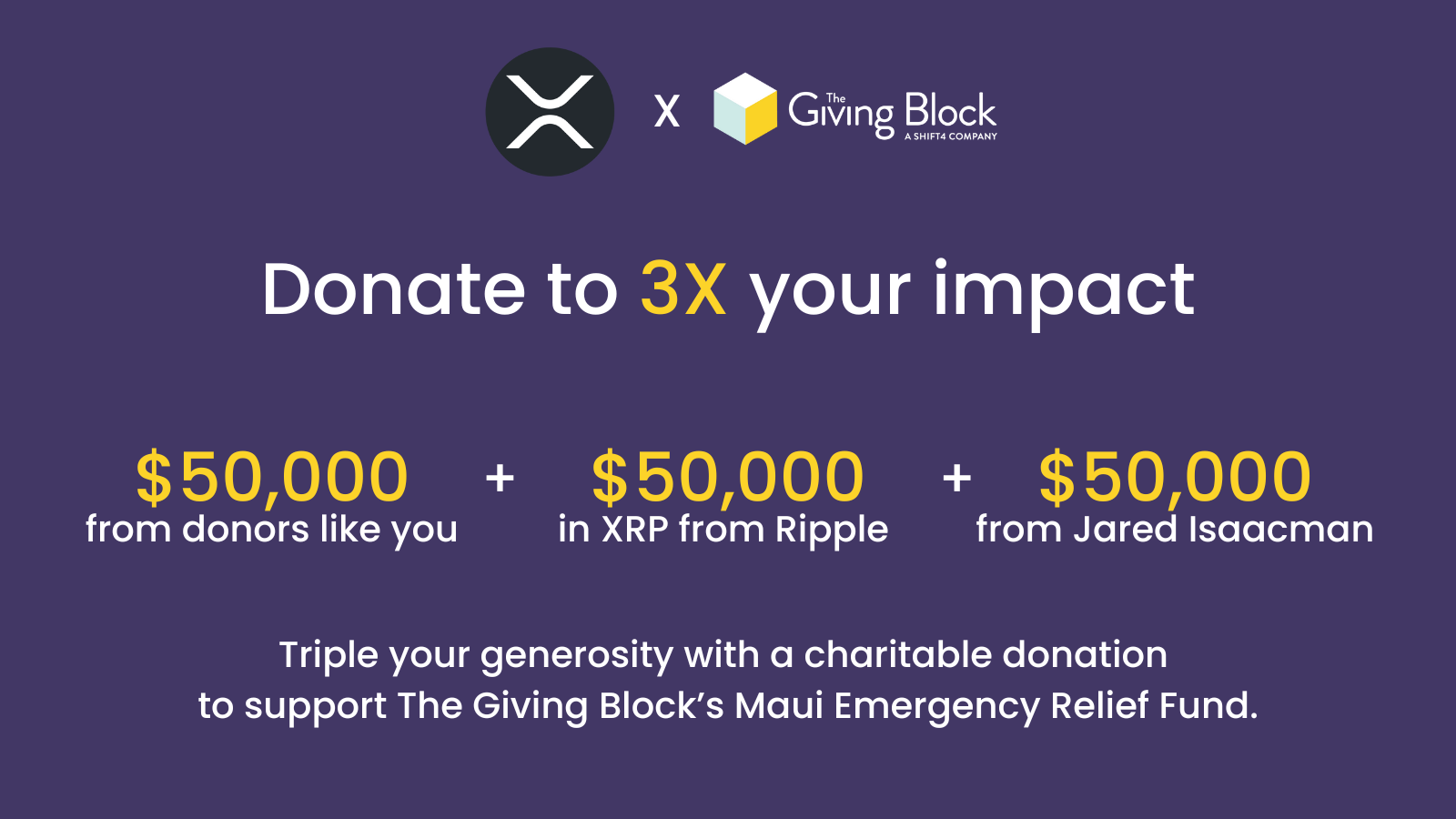 Donate to 3X your impact - XRP | The Giving Block