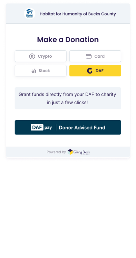 DAF Pay - MultiDonation - Step a | The Giving Block