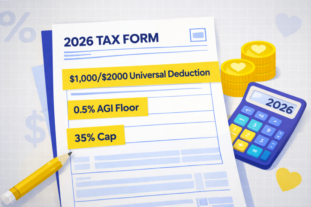 2026 charitable tax changes now in effect, including universal charitable deduction